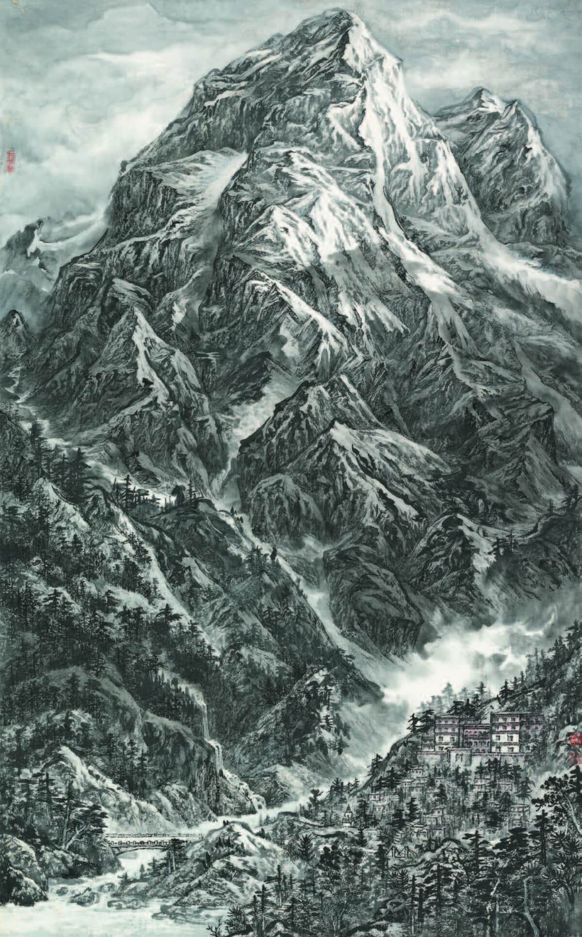 王伟《雪峰高域情》国画 152cm×97cm 2020年