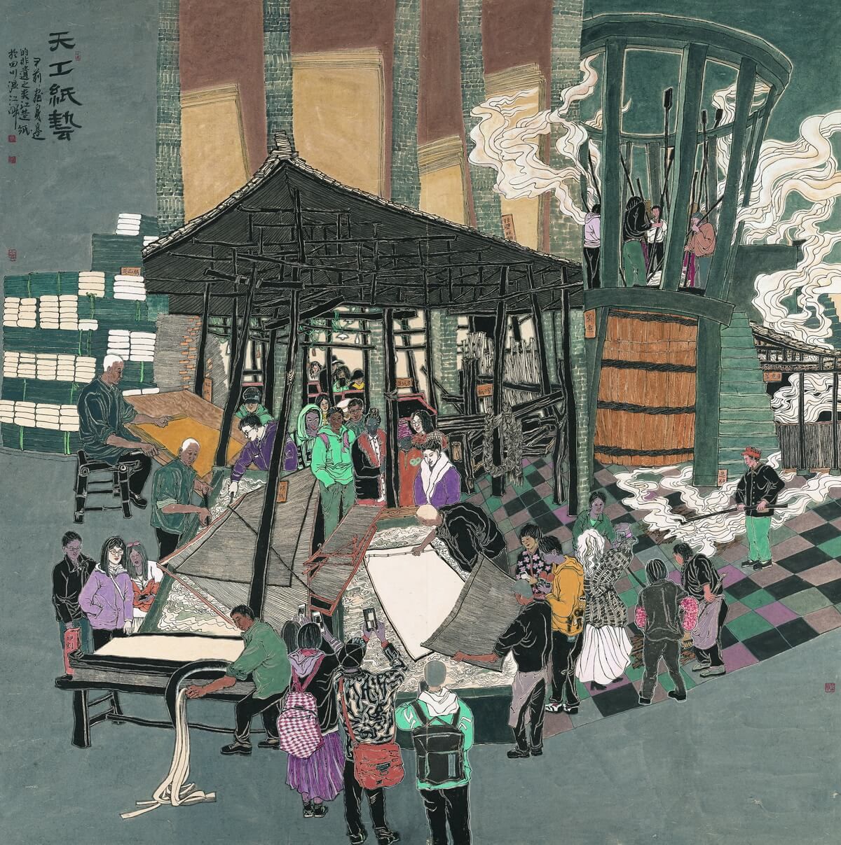 尹莉莉 《天工纸艺》国画180cm×180cm 2021年