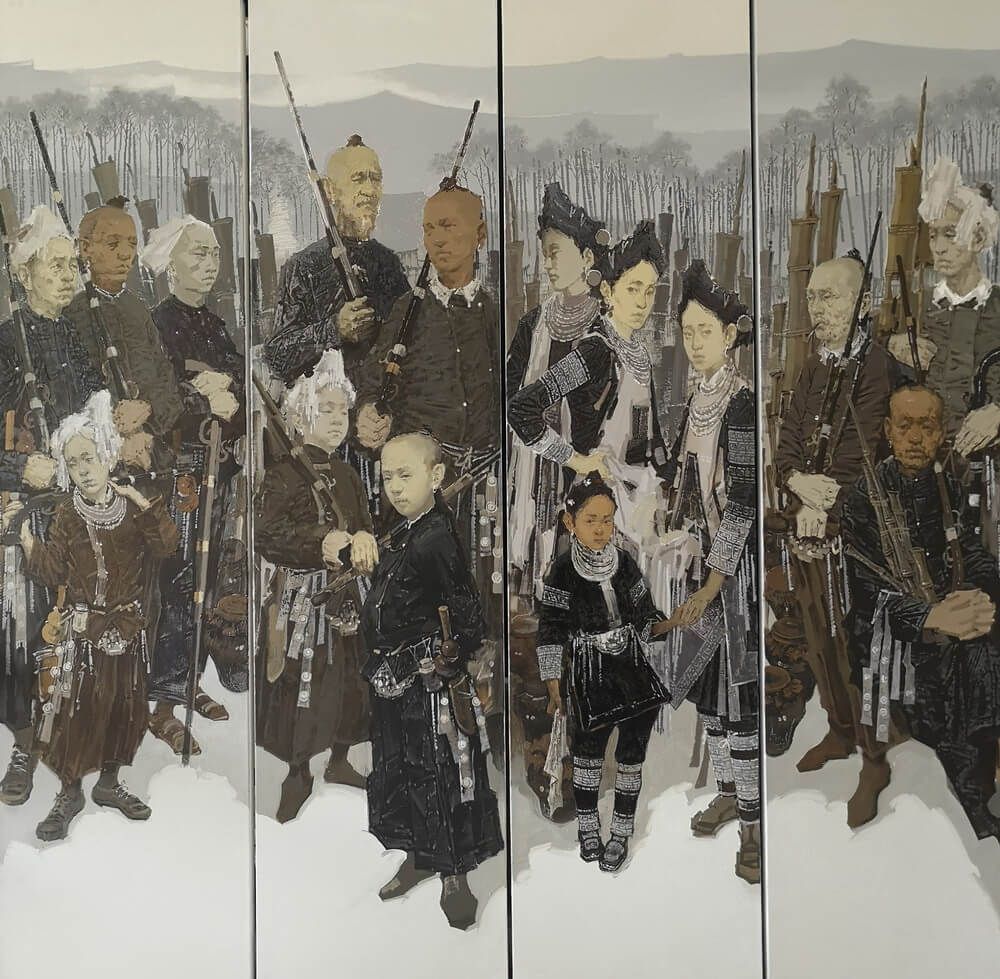 熊火花 青山守护者们 油画 200×200cm 2019年